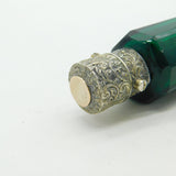 Victorian Sterling Silver, 9ct Gold, Green Glass Double Ended Scent Bottle c1880