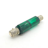 Victorian Sterling Silver, 9ct Gold, Green Glass Double Ended Scent Bottle c1880