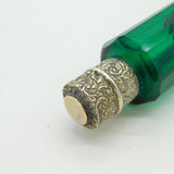 Victorian Sterling Silver, 9ct Gold, Green Glass Double Ended Scent Bottle c1880