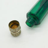 Victorian Sterling Silver, 9ct Gold, Green Glass Double Ended Scent Bottle c1880