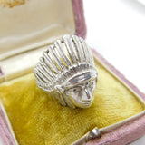 Large Sterling Silver Native American Chief Statement Ring Vintage c1970