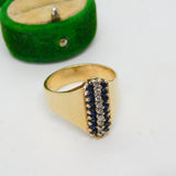 10ct Yellow Gold, Sapphire & Diamond Statement Ring Vintage c1980