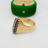 10ct Yellow Gold, Sapphire & Diamond Statement Ring Vintage c1980