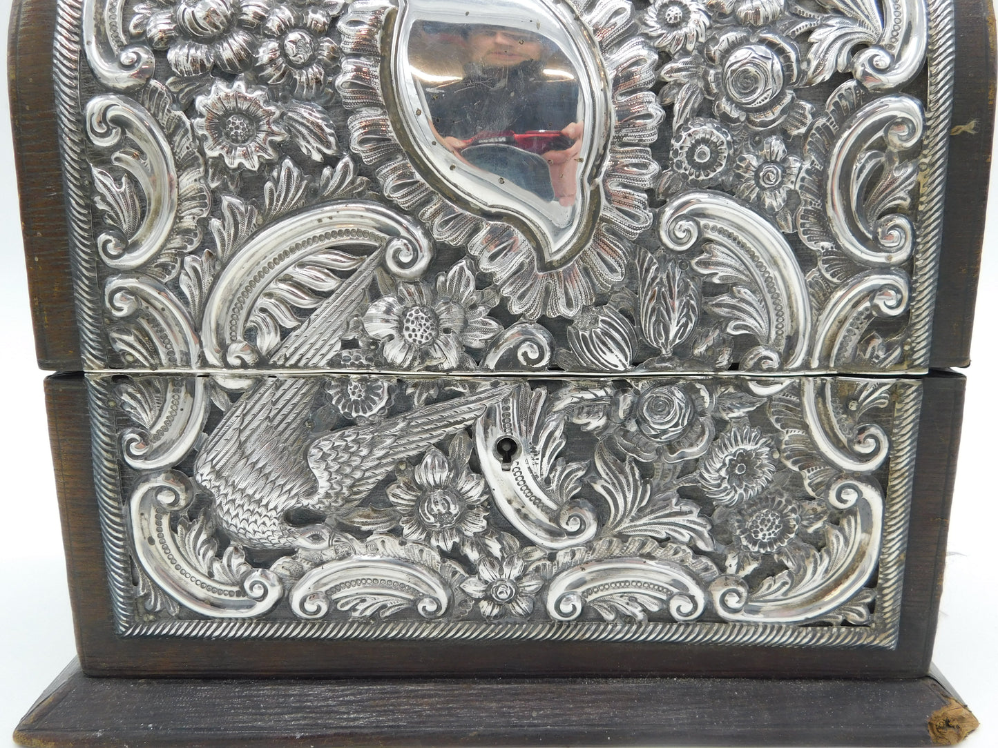 Edwardian Large Sterling Silver Mounted Desk Tidy Stand Antique 1902 Birmingham