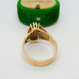 10ct Yellow Gold, Sapphire & Diamond Statement Ring Vintage c1980