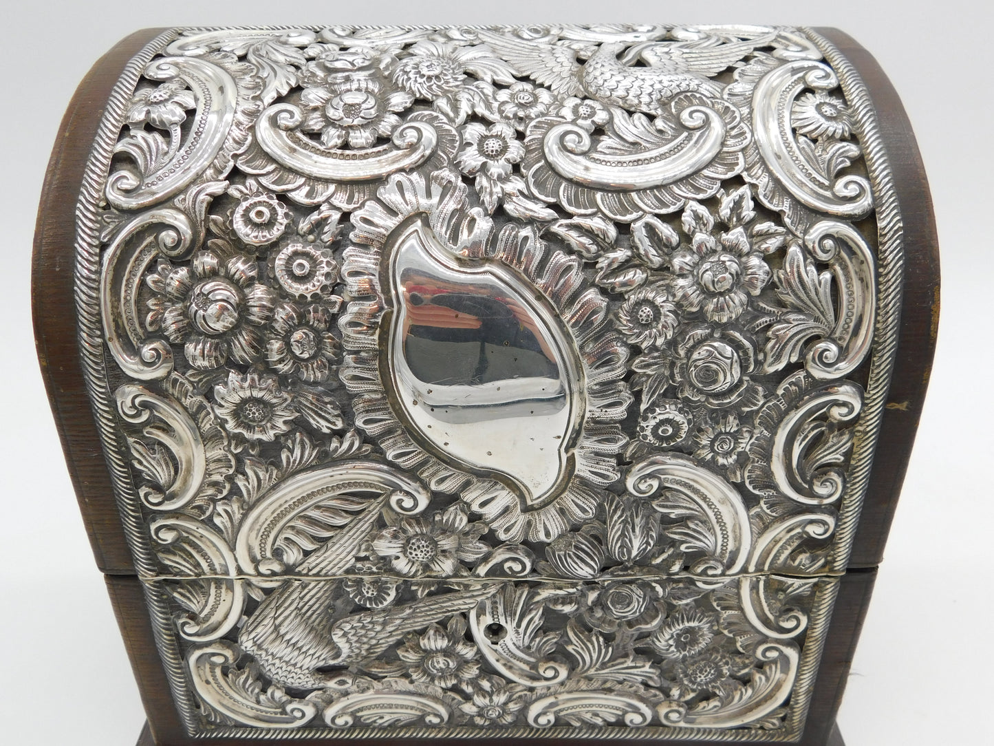 Edwardian Large Sterling Silver Mounted Desk Tidy Stand Antique 1902 Birmingham