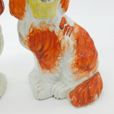 Victorian Pair of Staffordshire Pottery Spaniels Flower Baskets Antique c1860