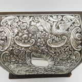 Edwardian Large Sterling Silver Mounted Desk Tidy Stand Antique 1902 Birmingham