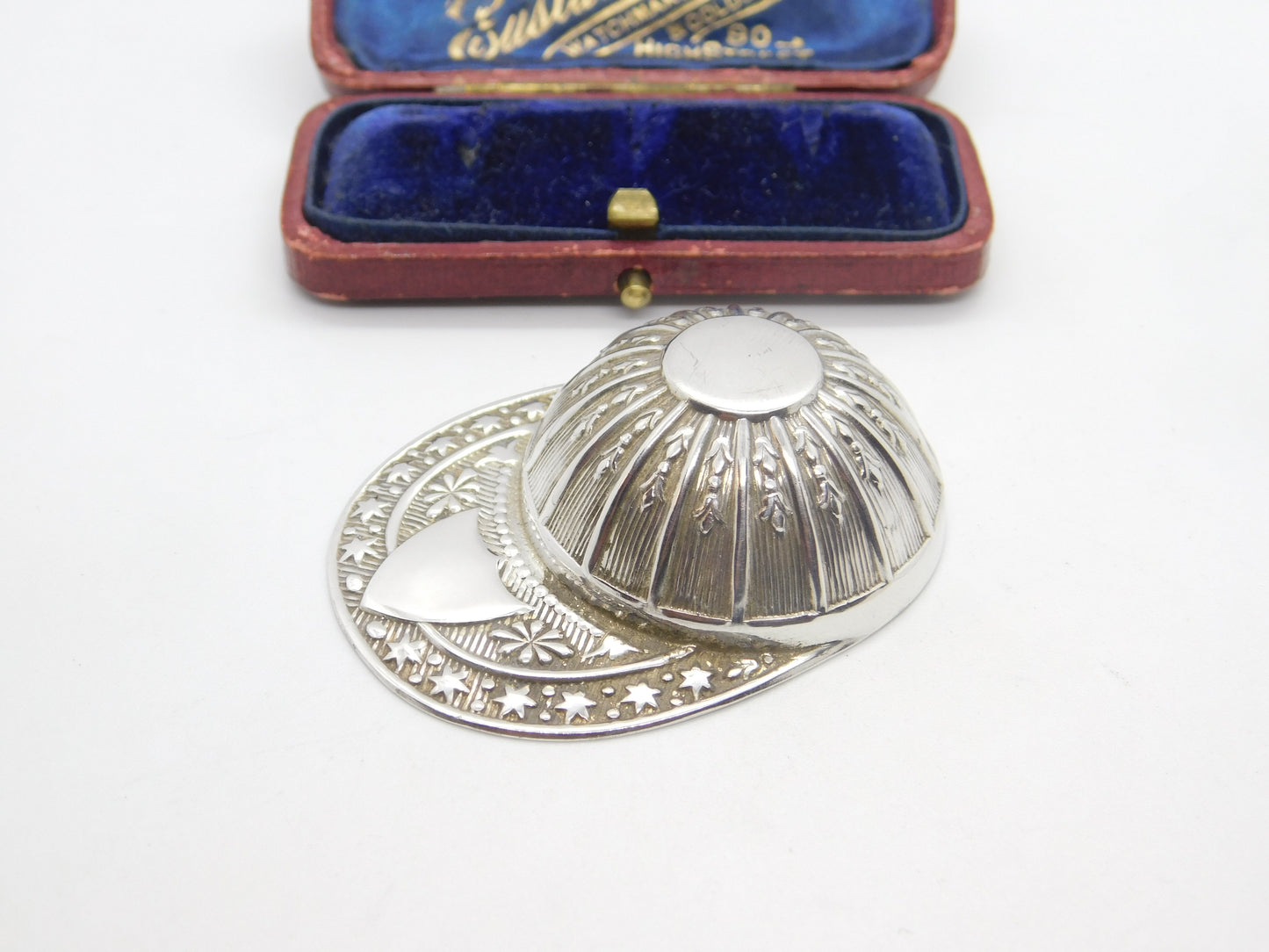 Sterling Silver Jockey Riding Hat Tea Caddy Spoon 1981 Sheffield Vintage