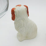 Victorian Pair of Staffordshire Pottery Spaniels Flower Baskets Antique c1860