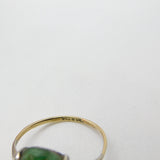 9ct Gold & Silver Set Carved Chrysanthemum Jade Ring Antique c1920 Deco