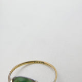 9ct Gold & Silver Set Carved Chrysanthemum Jade Ring Antique c1920 Deco