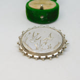 Victorian Sterling Silver Aesthetic Swallow Sweetheart Brooch Antique 1880