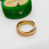 9ct Tri-Colour Gold Trinity Russian Wedding Ring Vintage 1990 London