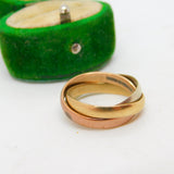 9ct Tri-Colour Gold Trinity Russian Wedding Ring Vintage 1990 London