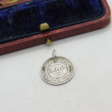 Victorian Sterling Silver 'Edith' Love Token Threepence Coin Charm Pendant c1860