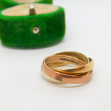 9ct Tri-Colour Gold Trinity Russian Wedding Ring Vintage 1990 London