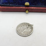 Victorian Sterling Silver 'Edith' Love Token Threepence Coin Charm Pendant c1860