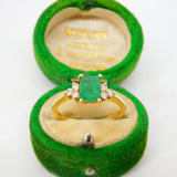 18ct Yellow Gold, 1ct Emerald & Diamond Dress Ring Vintage c2000 Sheffield