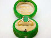 18ct Yellow Gold, 1ct Emerald & Diamond Dress Ring Vintage c2000 Sheffield