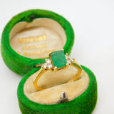 18ct Yellow Gold, 1ct Emerald & Diamond Dress Ring Vintage c2000 Sheffield