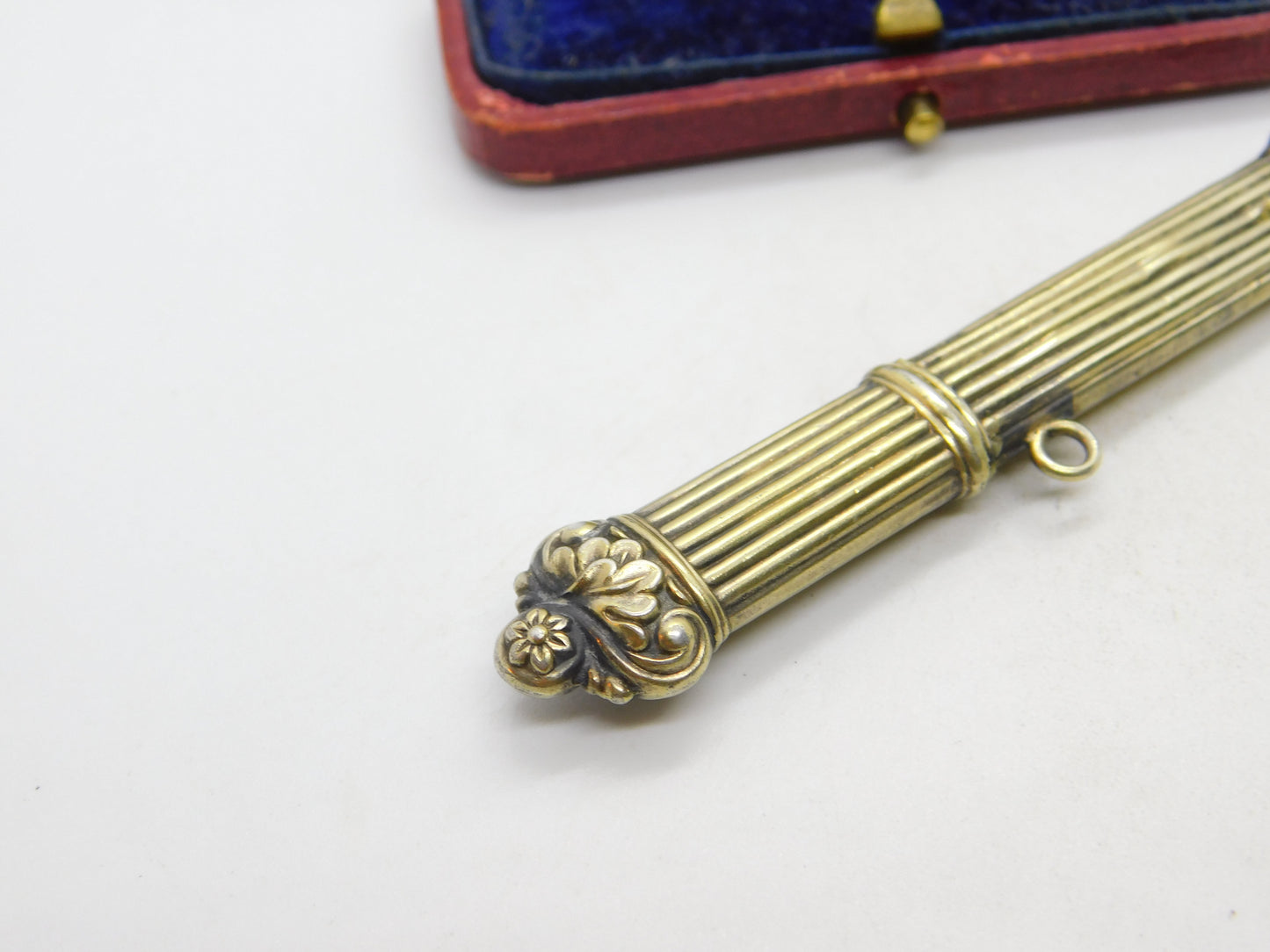 French Regency Period Sterling Silver Gilt Floral Pattern Needle Case c1830