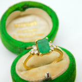 18ct Yellow Gold, 1ct Emerald & Diamond Dress Ring Vintage c2000 Sheffield