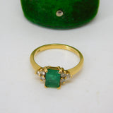 18ct Yellow Gold, 1ct Emerald & Diamond Dress Ring Vintage c2000 Sheffield