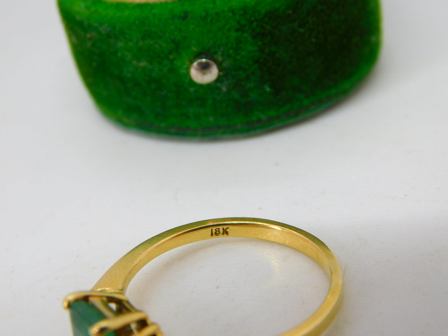 18ct Yellow Gold, 1ct Emerald & Diamond Dress Ring Vintage c2000 Sheffield