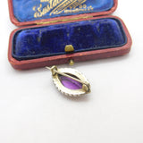 Victorian Sterling Silver Amethyst & Seed Pearl Brooch Antique c1890