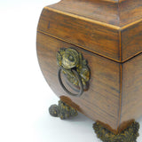 Regency Mahogany Tea Caddy with Ornate Brass Fittings & Interior c1830 Antique