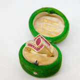 9ct Yellow Gold, Ruby & Diamond Crossover Ring Vintage c2000 Edinburgh