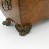 Regency Mahogany Tea Caddy with Ornate Brass Fittings & Interior c1830 Antique