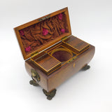 Regency Mahogany Tea Caddy with Ornate Brass Fittings & Interior c1830 Antique