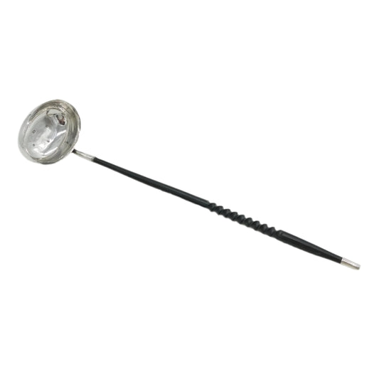 Sterling Silver Georgian Style Ebony Handled Toddy Ladle Vintage 1975 Sheffield
