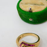 9ct Yellow Gold, Ruby & Diamond Crossover Ring Vintage c2000 Edinburgh