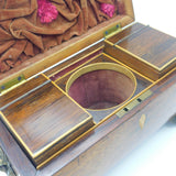 Regency Mahogany Tea Caddy with Ornate Brass Fittings & Interior c1830 Antique