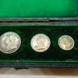 Queen Victoria Boxed Maudy Proof Full Coin Set 1900 Antique UNC .925 Silver