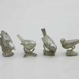 Set of Four Cast Sterling Silver British Bird Figurines Vintage 1987 London