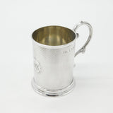 Victorian Sterling Silver Engine Turned Christening Mug 1868 Birmingham G. Unite