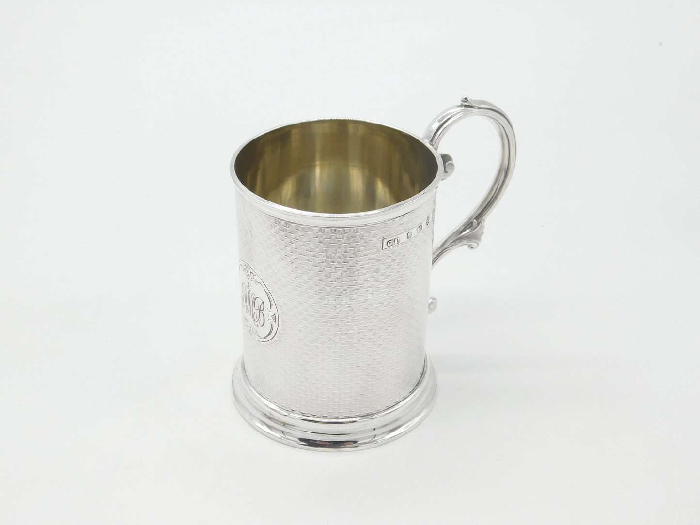 Victorian Sterling Silver Engine Turned Christening Mug 1868 Birmingham G. Unite