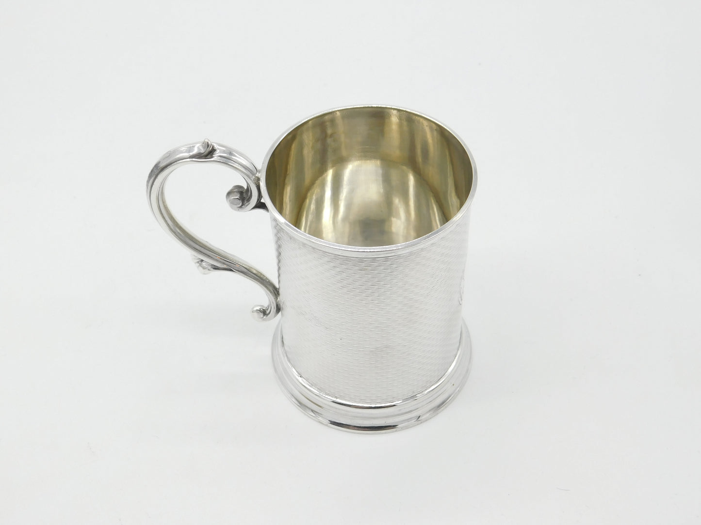 Victorian Sterling Silver Engine Turned Christening Mug 1868 Birmingham G. Unite