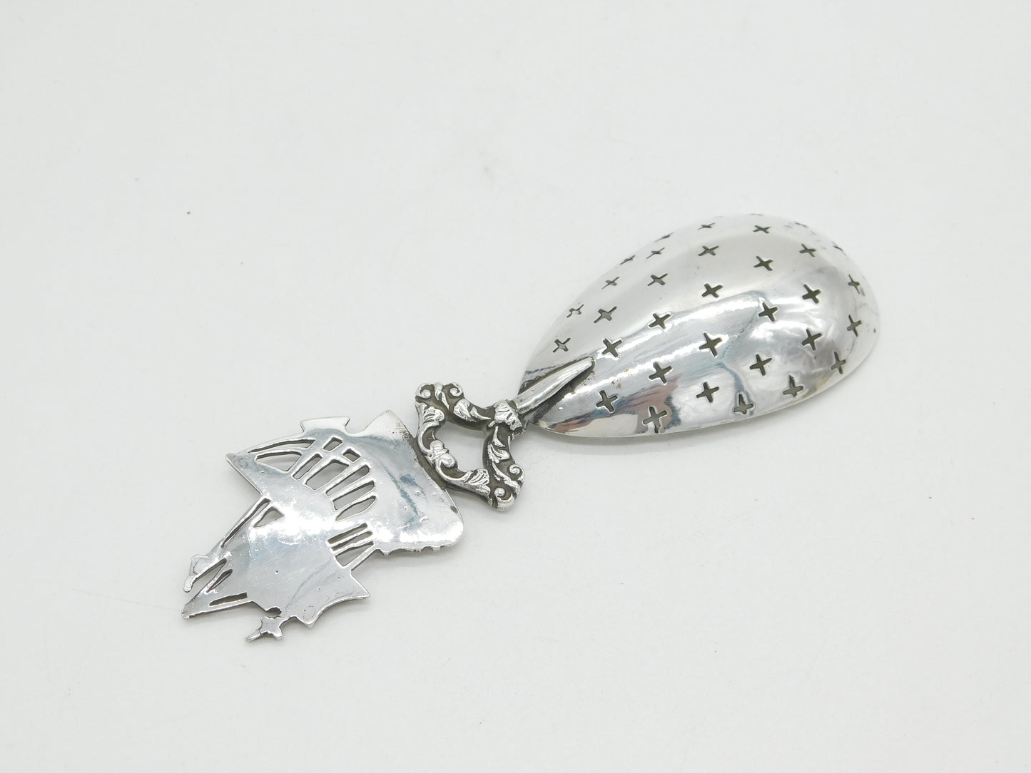 Edwardian Sterling Silver Dutch Ship Sugar Caster Spoon Antique 1907 London
