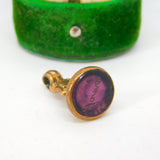 Victorian Pinchbeck & Carved Purple Glass 'James' Intaglio Seal Antique c1860
