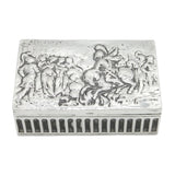 Victorian Sterling Silver Battle Scene Trinket Box Antique 1900 Chester