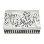Victorian Sterling Silver Battle Scene Trinket Box Antique 1900 Chester
