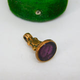 Victorian Pinchbeck & Carved Purple Glass 'James' Intaglio Seal Antique c1860