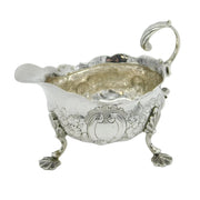 George II Sterling Silver Floral Pattern Sauce Boat Antique 1757 London
