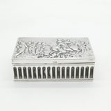 Victorian Sterling Silver Battle Scene Trinket Box Antique 1900 Chester