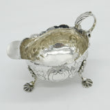 George II Sterling Silver Floral Pattern Sauce Boat Antique 1757 London